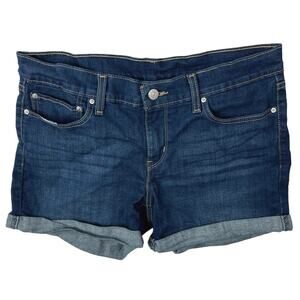 Levi Strauss & Co Women Blue Mid Rise Flat Front Denim Jean Boyfriend Shorts 29